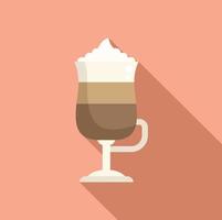 Americano latte icon flat vector. Glass cafe vector