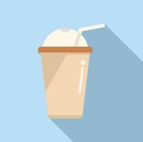 Cute latte cup icon flat vector. Cafe glass vector