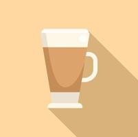 Latte glass icon flat vector. Cafe cup vector