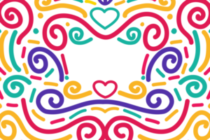 Cinco de mayo line art pattern for copy space. Colorful swirl outline for poster and banner. png