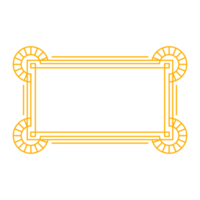 Art deco frame outline stroke in golden color for classy and luxury style. Premium vintage line art design element for copy space and banner template png