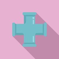 Cross pipe icon flat vector. Water pipeline vector