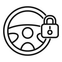 Car steering wheel lock icon outline vector. Auto engine vector