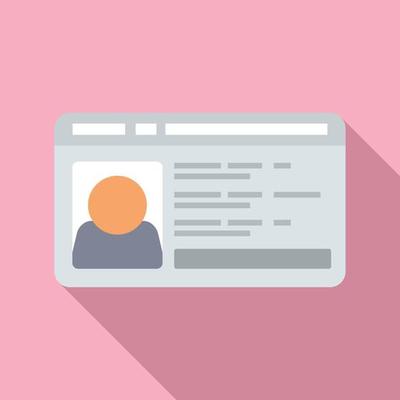 Office id card icon flat vector. Photo badge