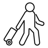 Man take travel bag icon outline vector. Airline plane vector