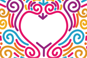 Cinco de mayo line art pattern for copy space. Colorful swirl outline for poster and banner. png