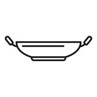 Stir wok frying pan icon outline vector. Oil stove vector