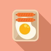 Fried egg airline food icon flat vector. Flight meal vector