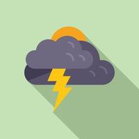 Thunderstorm icon flat vector. Cloudy weather vector