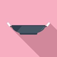 Clean wok pan icon flat vector. Oil stove vector