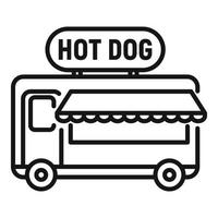 vector de contorno de icono de camión de hot dog. puesto de comida