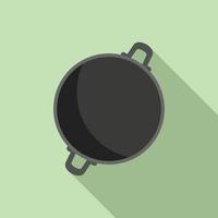 Cooking wok frying pan icon flat vector. Oil stove vector