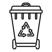 vector de contorno de icono de bolsa de basura de reciclaje. comida basura