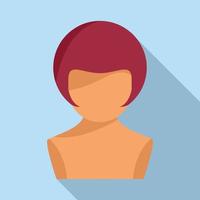 Hat wig icon flat vector. Hair style vector