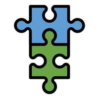 Puzzle assemble icon color outline vector