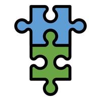 Puzzle assemble icon color outline vector