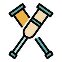 Crutches icon color outline vector