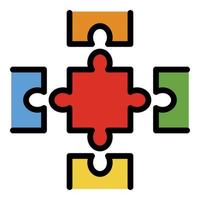Complete puzzle icon color outline vector