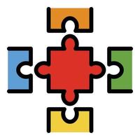 Complete puzzle icon color outline vector