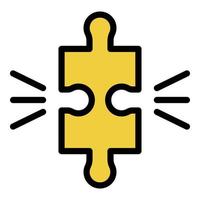 New puzzle icon color outline vector