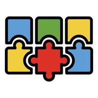 Puzzle combination icon color outline vector