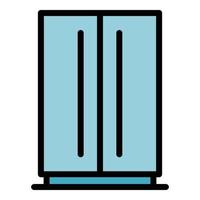 Large home refrigerator icon color outline vector