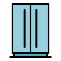 Large home refrigerator icon color outline vector