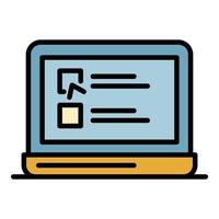 Checkboxes on a laptop icon color outline vector