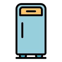 Retro fridge icon color outline vector