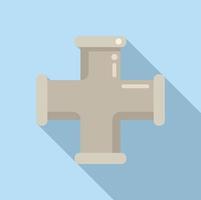 Cross pipe icon flat vector. Water pipeline vector