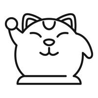 vector de contorno de icono de gato de la suerte neko. fortuna de japón