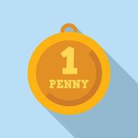 One lucky penny icon flat vector. Japan charm vector