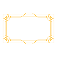 Art deco frame outline stroke in golden color for classy and luxury style. Premium vintage line art design element for copy space and banner template png