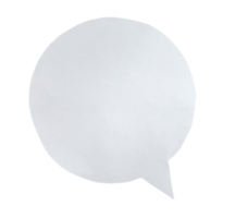 Paper bubble text in circle shape. Bubble speech in white crumpled paper texture. png