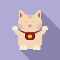 Funny lucky cat icon flat vector. Japan fortune vector