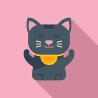 Lucky cat toy icon flat vector. Neko japan vector
