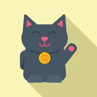 Asian lucky cat icon flat vector. Neko chinese vector