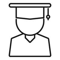 vector de contorno de icono de graduación de estudiante. estudio en línea