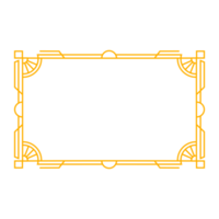 Art deco frame outline stroke in golden color for classy and luxury style. Premium vintage line art design element for copy space and banner template png