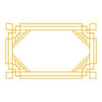 Art deco frame outline stroke in golden color for classy and luxury style. Premium vintage line art design element for copy space and banner template png