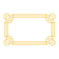 Art deco frame outline stroke in golden color for classy and luxury style. Premium vintage line art design element for copy space and banner template png