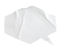 Paper bubble text in hexagon shape. Bubble speech in white crumpled paper texture. png