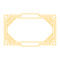 Art deco frame outline stroke in golden color for classy and luxury style. Premium vintage line art design element for copy space and banner template png