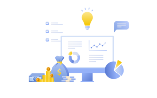 Financial management concept and investment, Flat design of payment and finance with money, cash, banknote, calculator and credit card. png