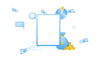 Financial management concept and investment, Flat design of payment and finance with money, cash, banknote, calculator and credit card. png