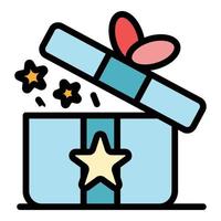 Loyalty gift box icon color outline vector