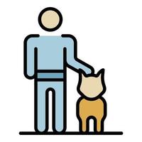 Man training dog icon color outline vector