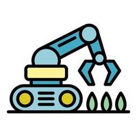 Farming robot seed plant icon color outline vector