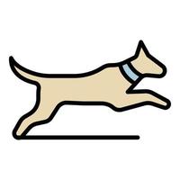 Jumping dog icon color outline vector