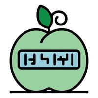 Smart eco apple icon color outline vector